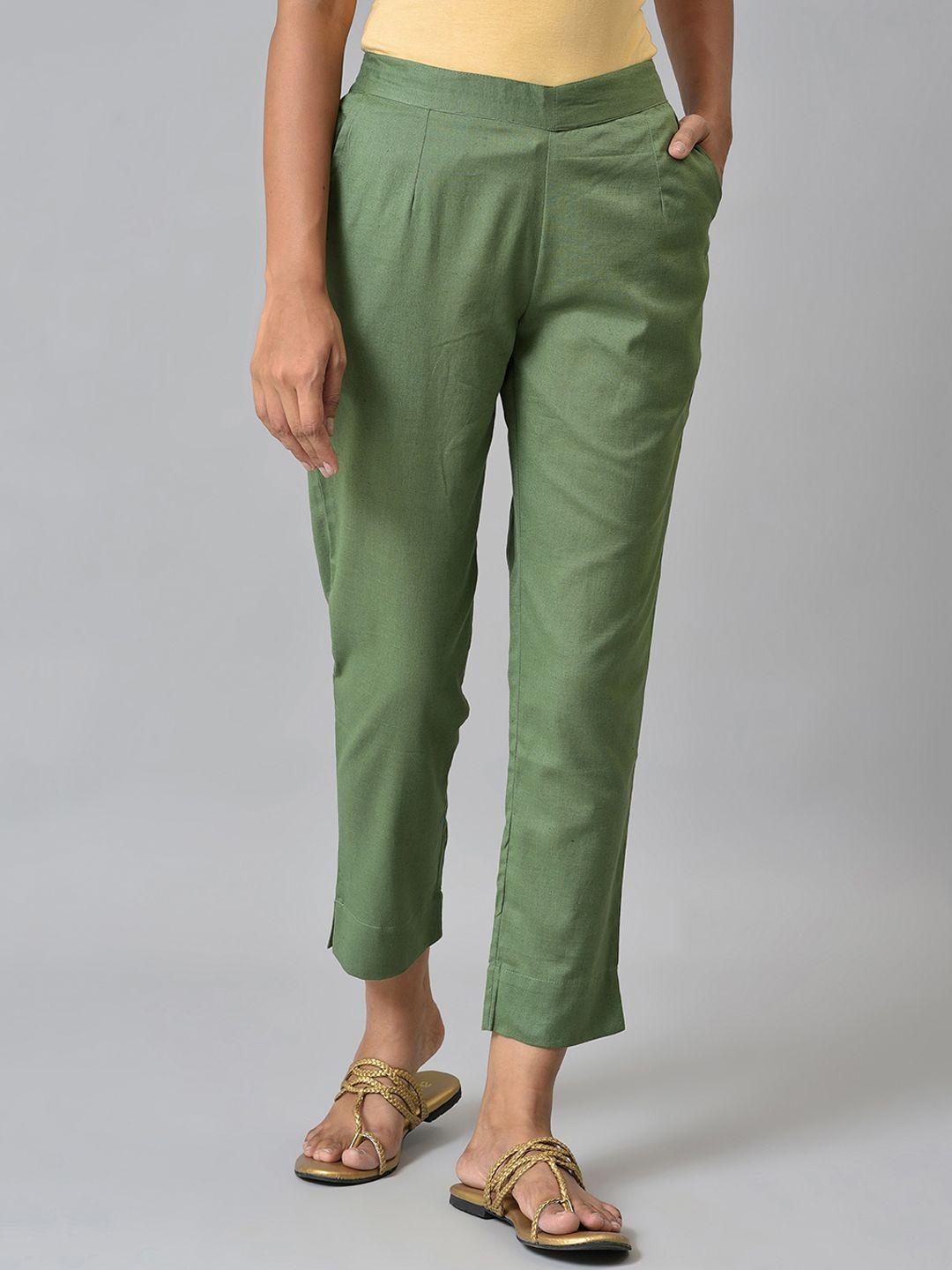 aurelia women green pleated trousers