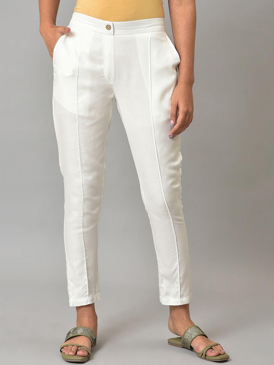 aurelia women mid-rise cropped cotton cigerette trousers