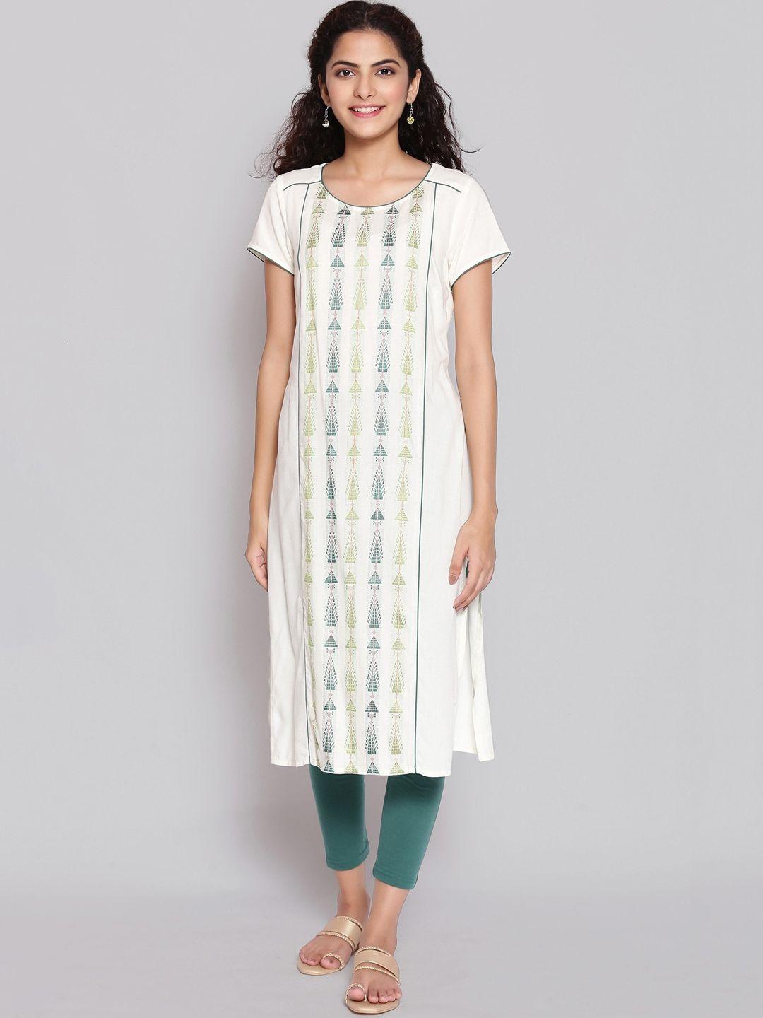 aurelia women off white geometric printed kurta