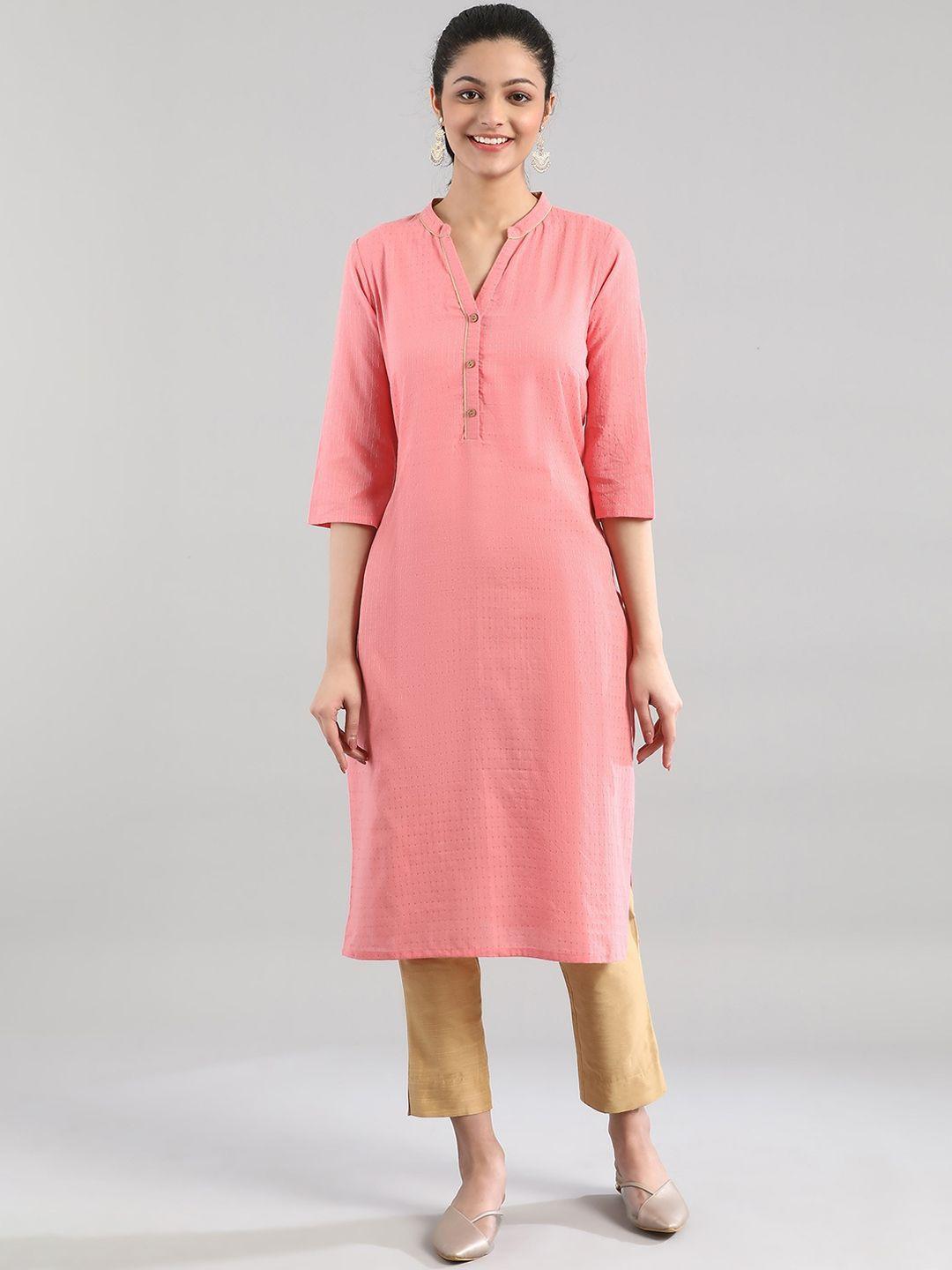 aurelia women pink striped kurta