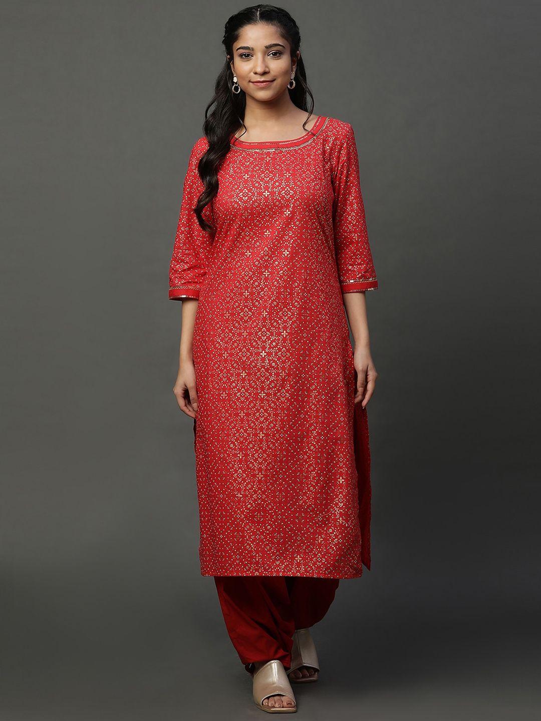 aurelia women red printed kurta