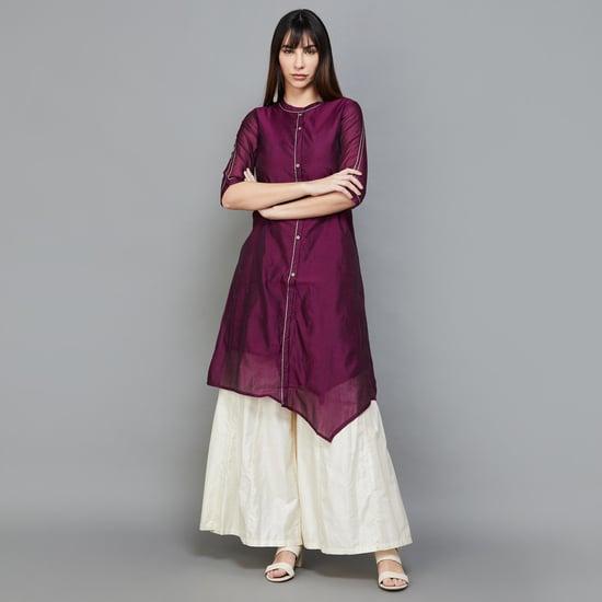 aurelia women solid asymmetric hem a-line kurta