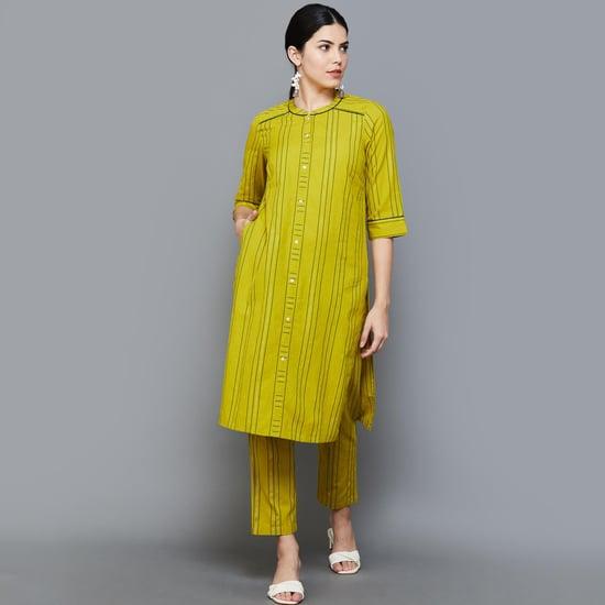 aurelia women striped a-line kurta set