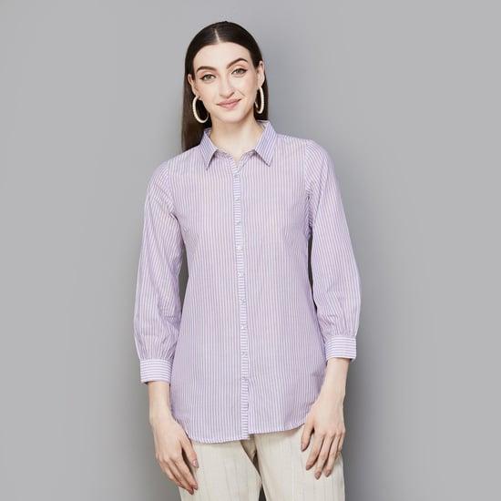 aurelia women striped regular fit casual shirt