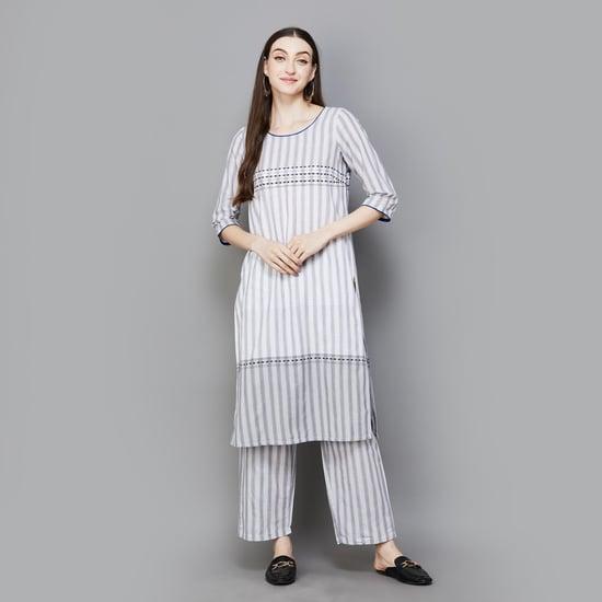 aurelia women striped straight kurta set