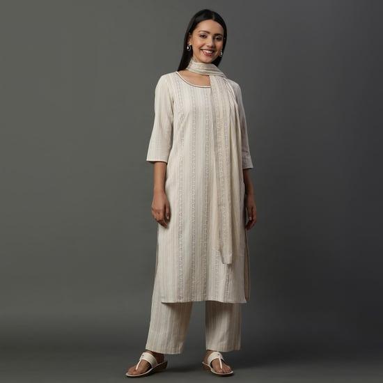 aurelia women striped straight kurta set