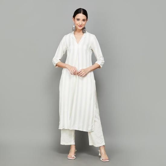 aurelia women striped straight kurta