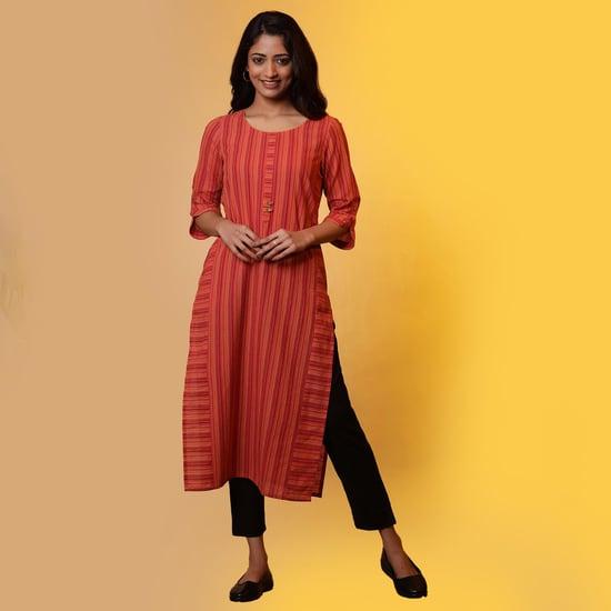 aurelia women striped straight kurta