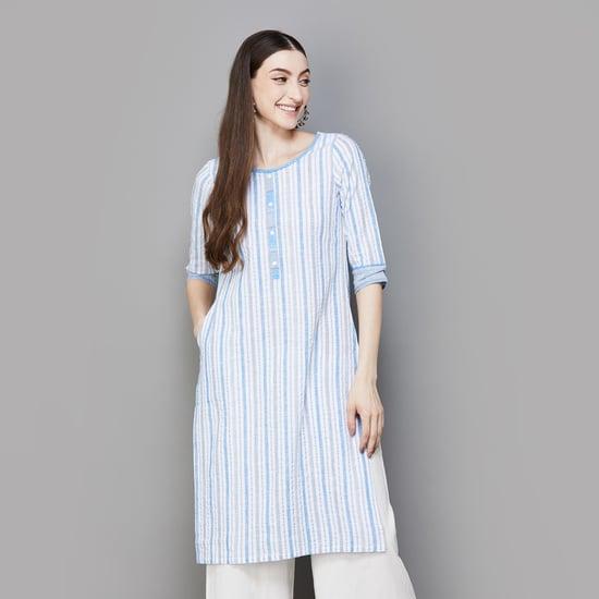 aurelia women striped straight kurta