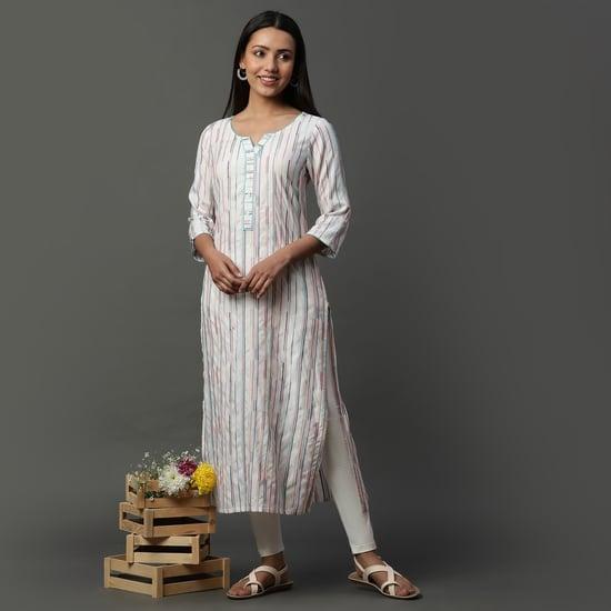 aurelia women striped straight kurta