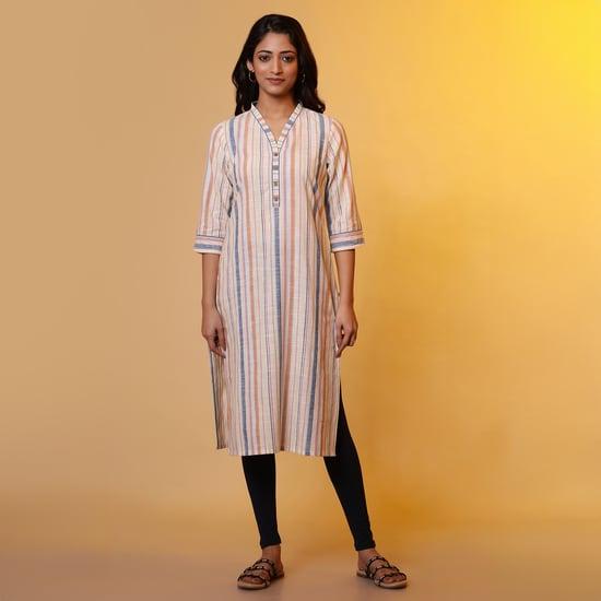 aurelia women striped straight kurta