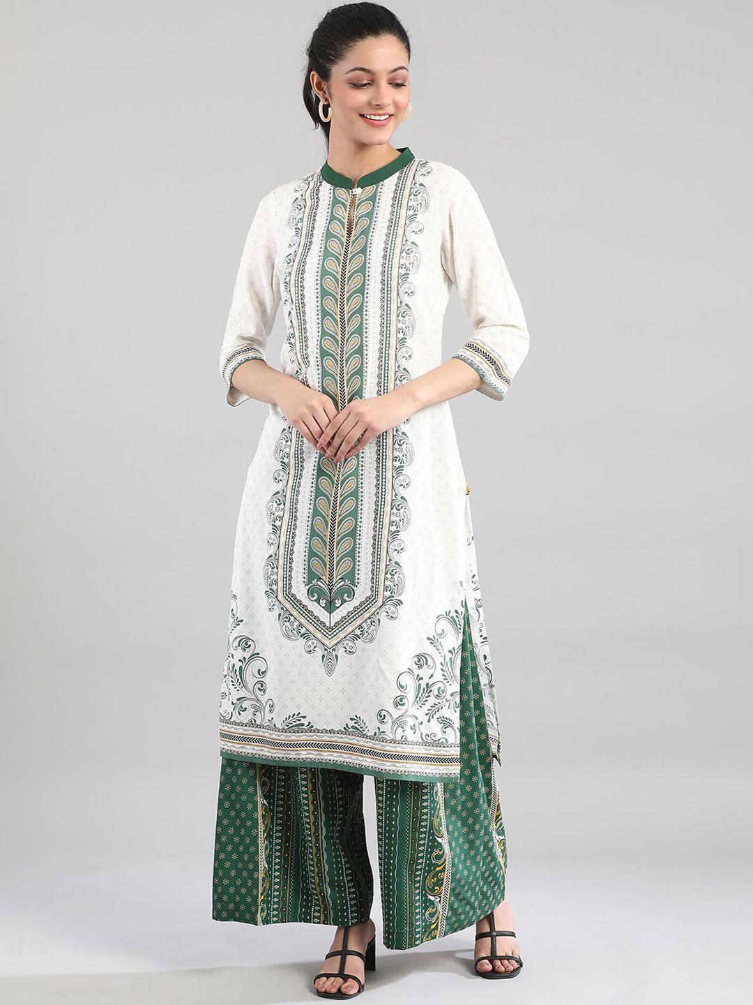 aurelia women white ethnic motifs printed kurta