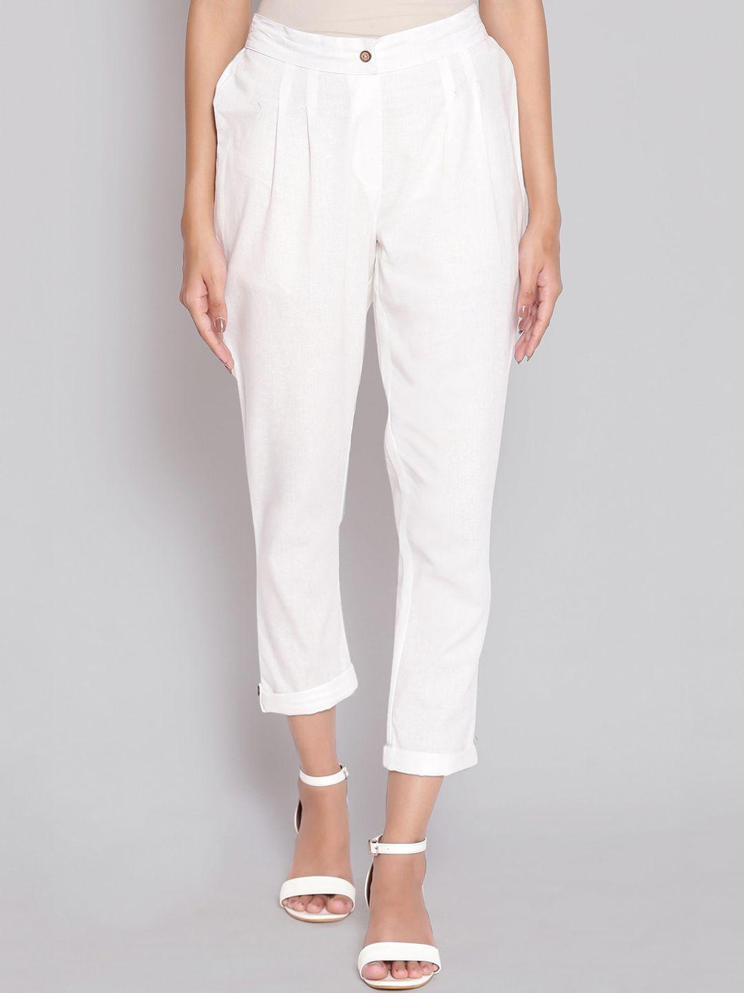 aurelia women white pleated peg trousers
