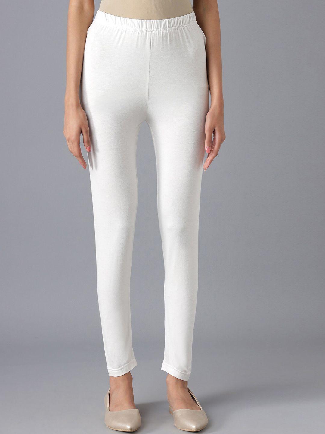 aurelia women white solid slim fit leggings