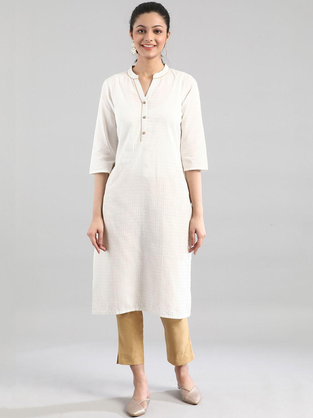 aurelia women white striped kurta