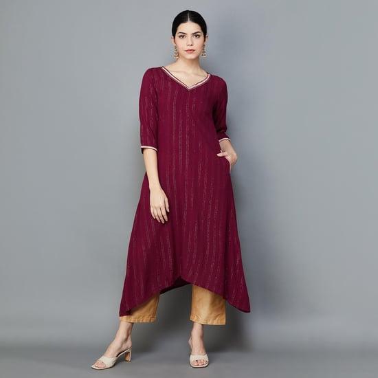 aurelia women woven asymmetric kurta