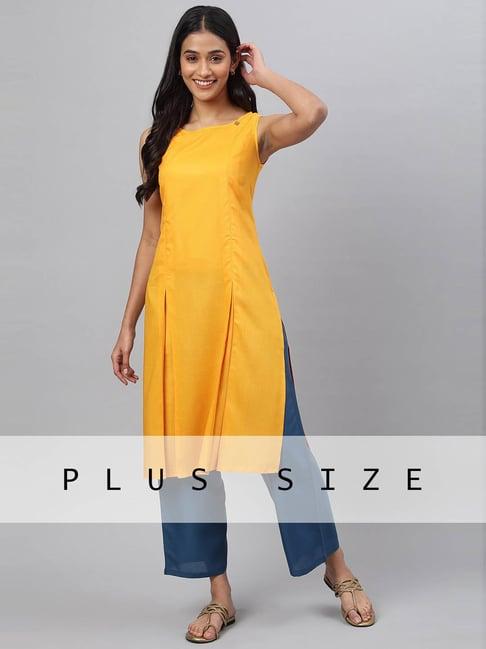 aurelia yellow & blue kurta palazzo set