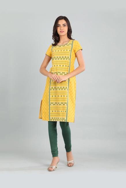 aurelia yellow printed kurta