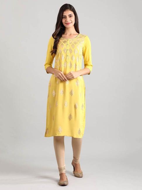 aurelia yellow printed kurta