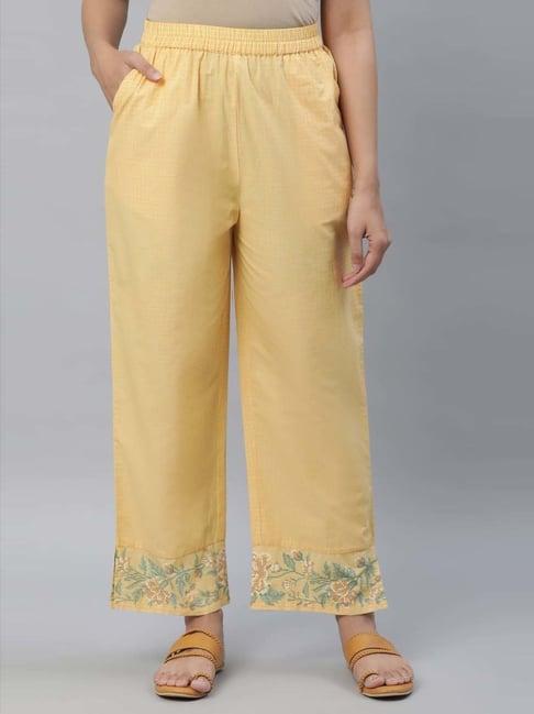 aurelia yellow printed palazzos