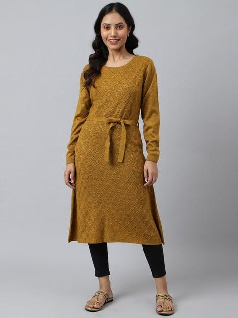 aurelia yellow straight kurta