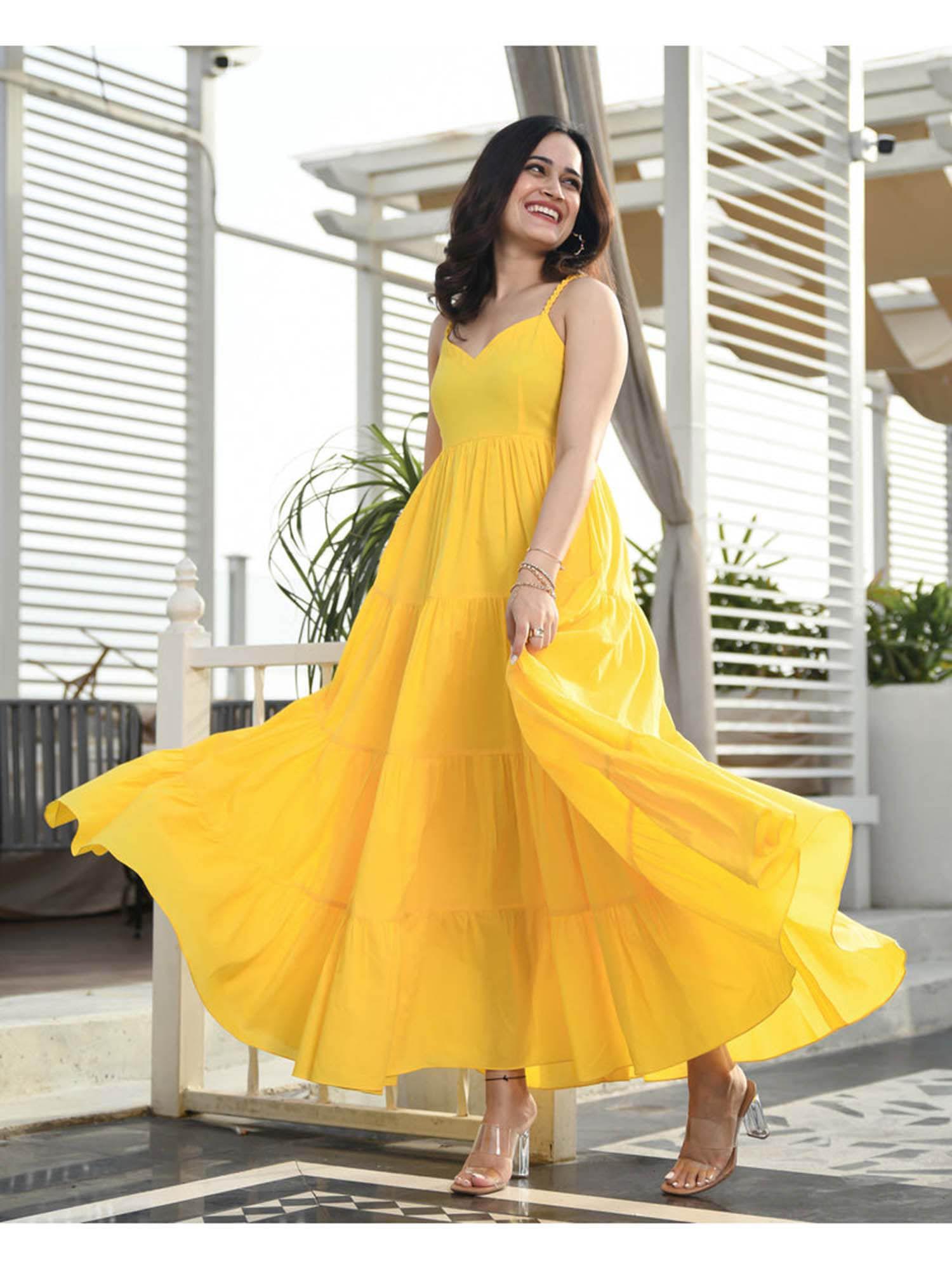 aureolin yellow long dress