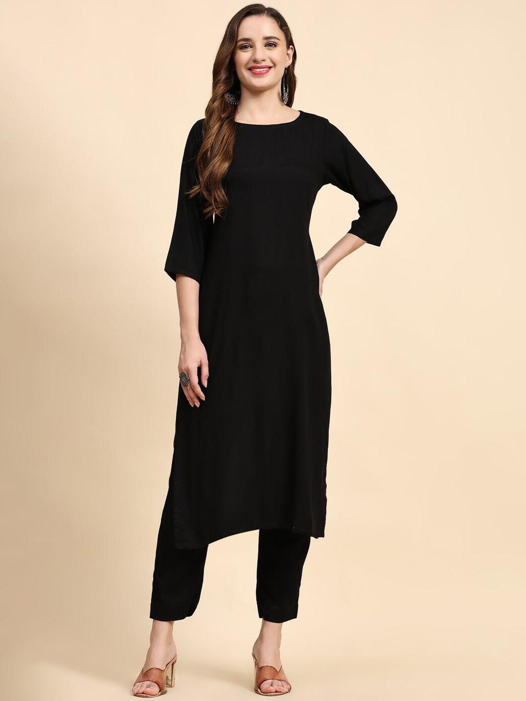 auriella boat neck straight kurta with trouser