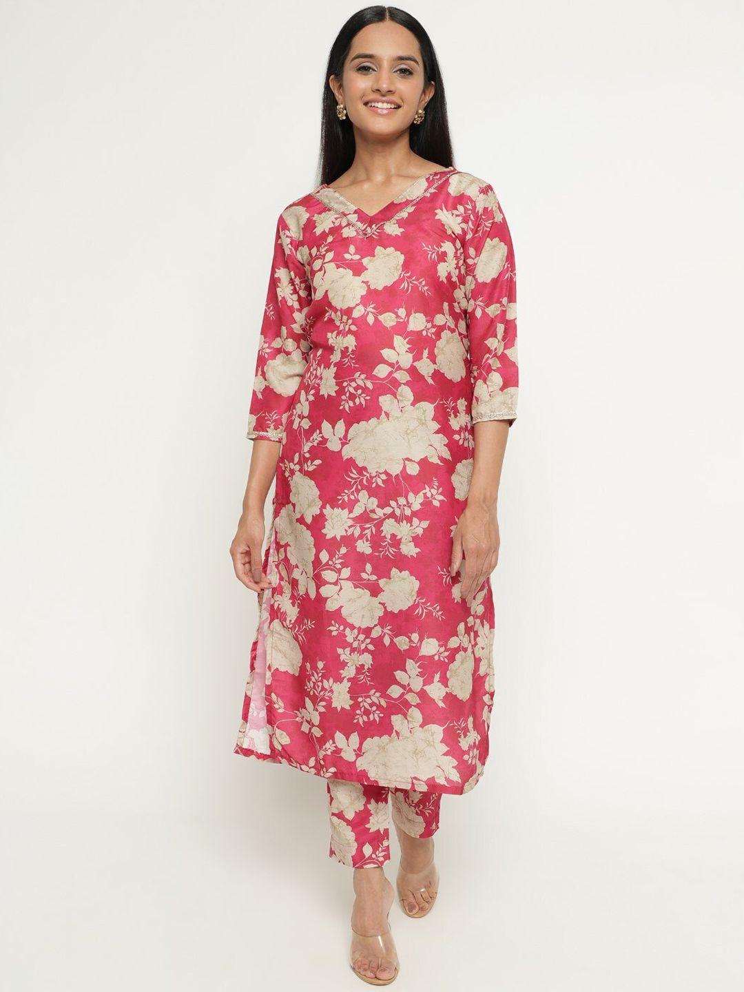auriella floral printed kurta with trousers