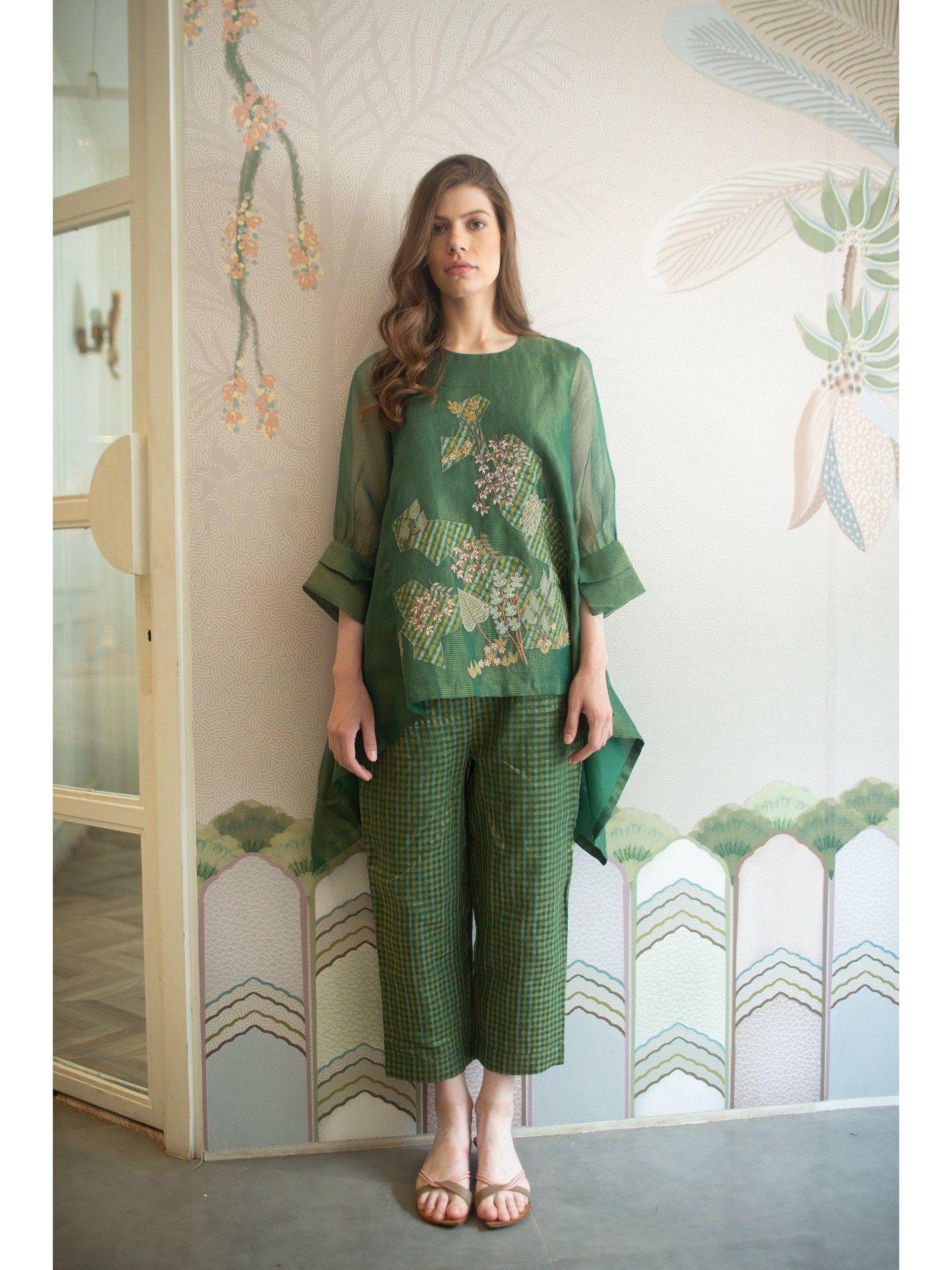 aurum plantation green tunic and pant co-ord (set of 2)