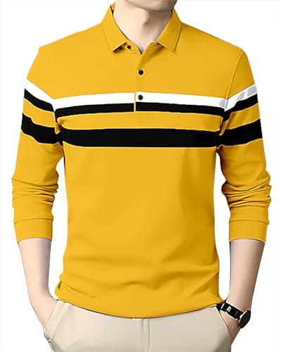 ausk men's polo t-shirt || tshirt for men polo||full sleeves t shirt for mens yellow