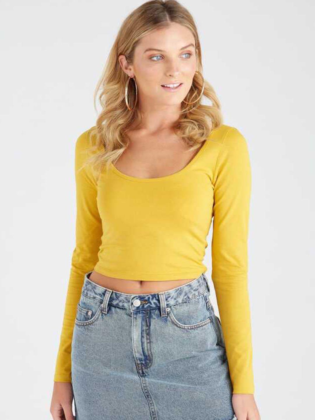 ausk scoop neck fitted cotton crop top