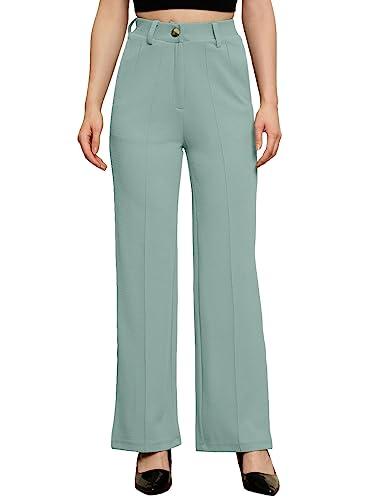 ausk solid relaxed fit trouser/pant for womens color- moss green (medium)