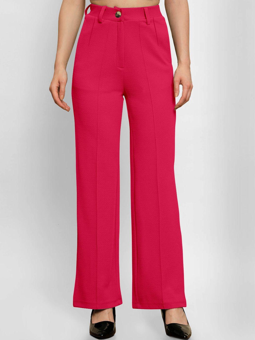 ausk women pink relaxed straight fit high-rise trousers