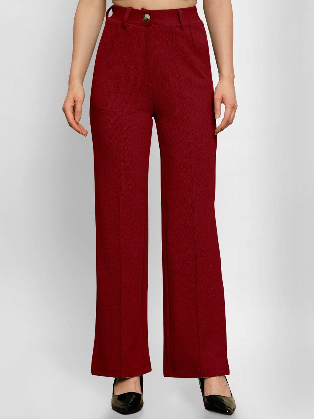 ausk women relaxed straight fit high-rise parallel trousers