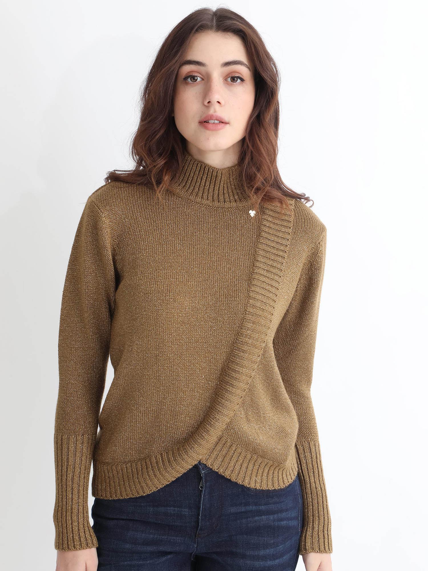 austern primary brown solid sweater