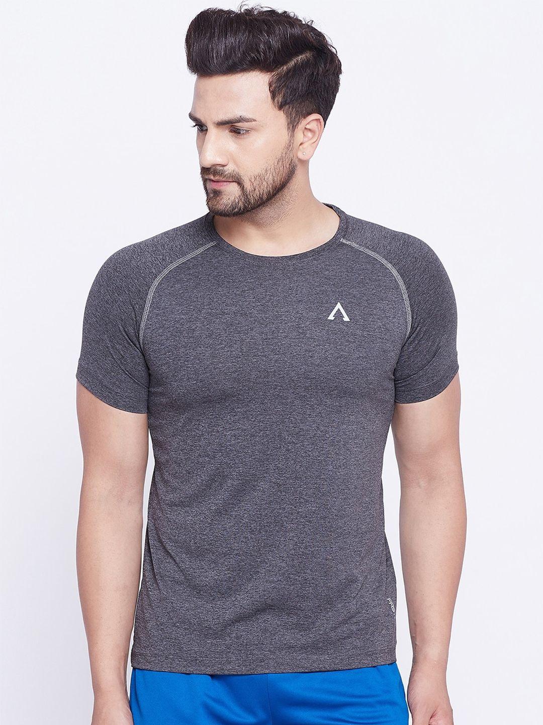 austiex men grey drop-shoulder sleeves slim fit running t-shirt
