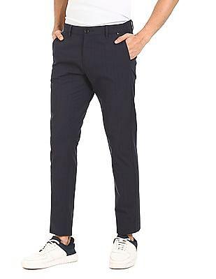 austin trim fit woven check casual trousers