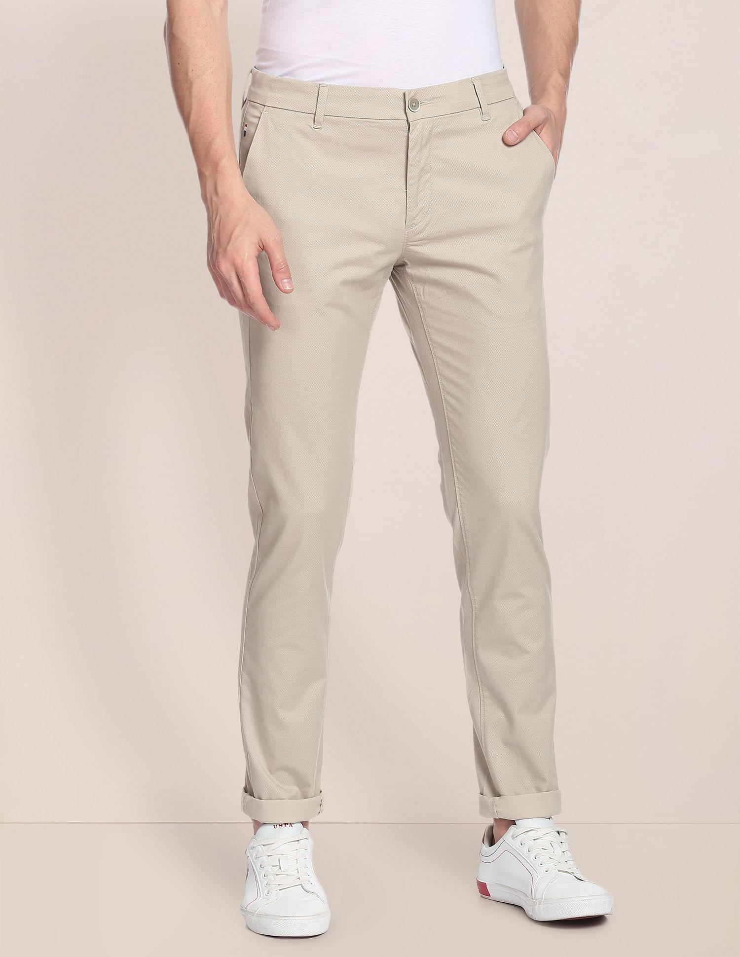 austin trim fit textured casual trousers