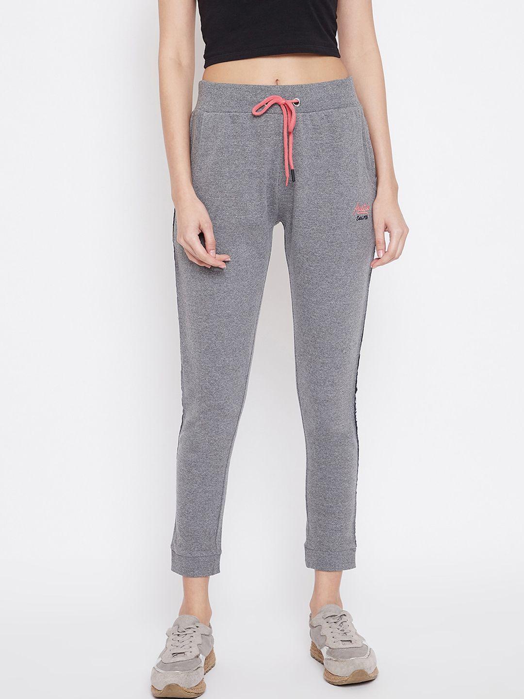 austin wood women grey solid slim-fit joggers