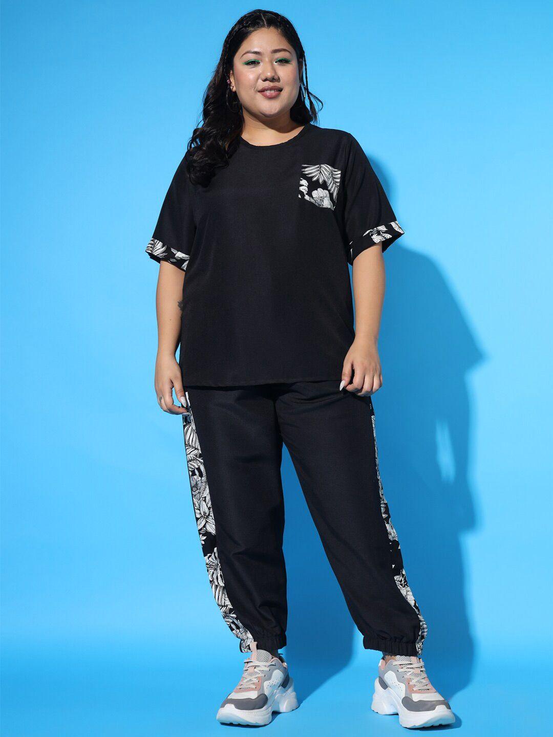 austivo plus size printed top with joggers