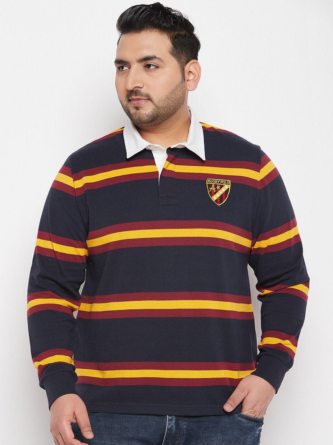 austivo plus size striped polo collar cotton t-shirt