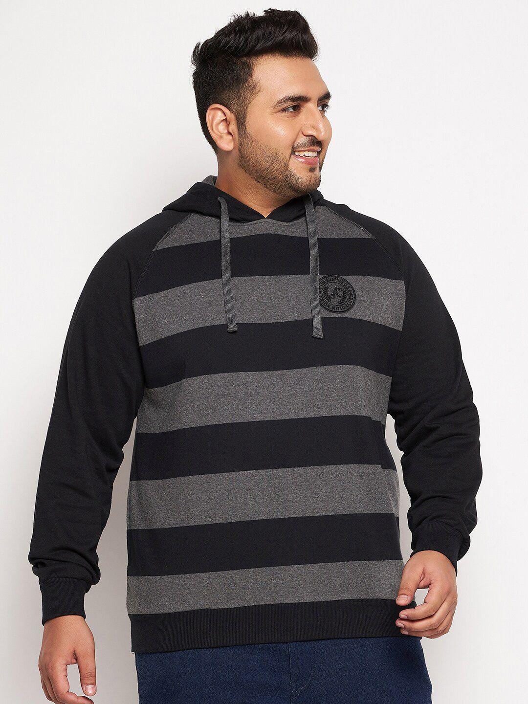 austivo men black striped hooded sweatshirt