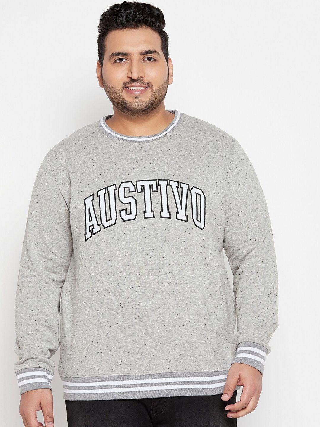 austivo men plus size grey printed sweatshirt