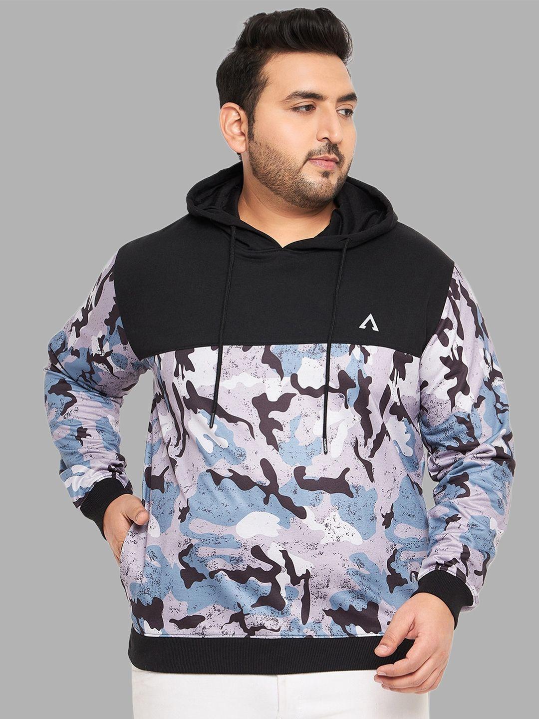 austivo plus size abstract printed fleece hooded pullover sweatshirt