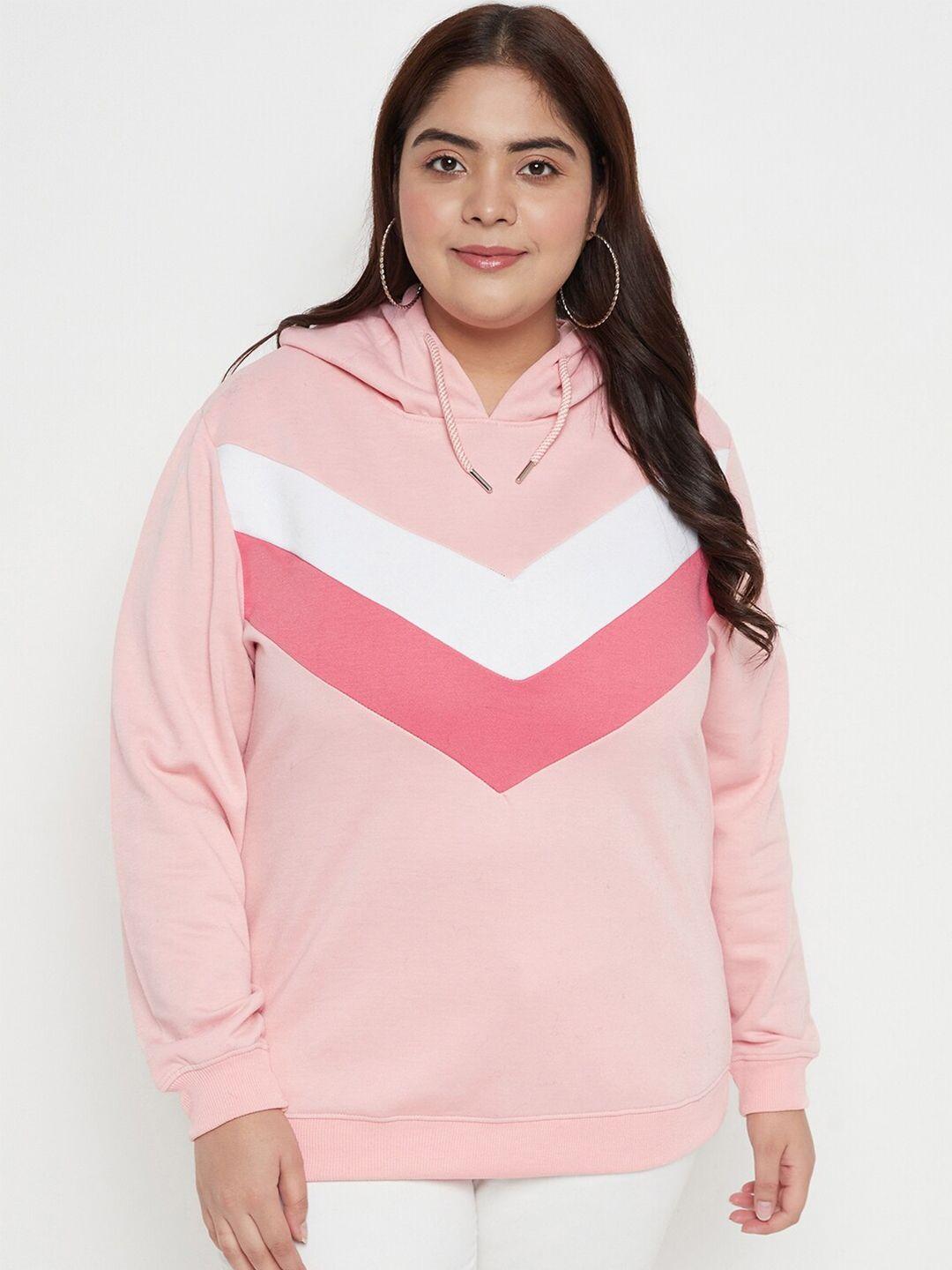 austivo plus size colourblocked hooded fleece sweatshirt