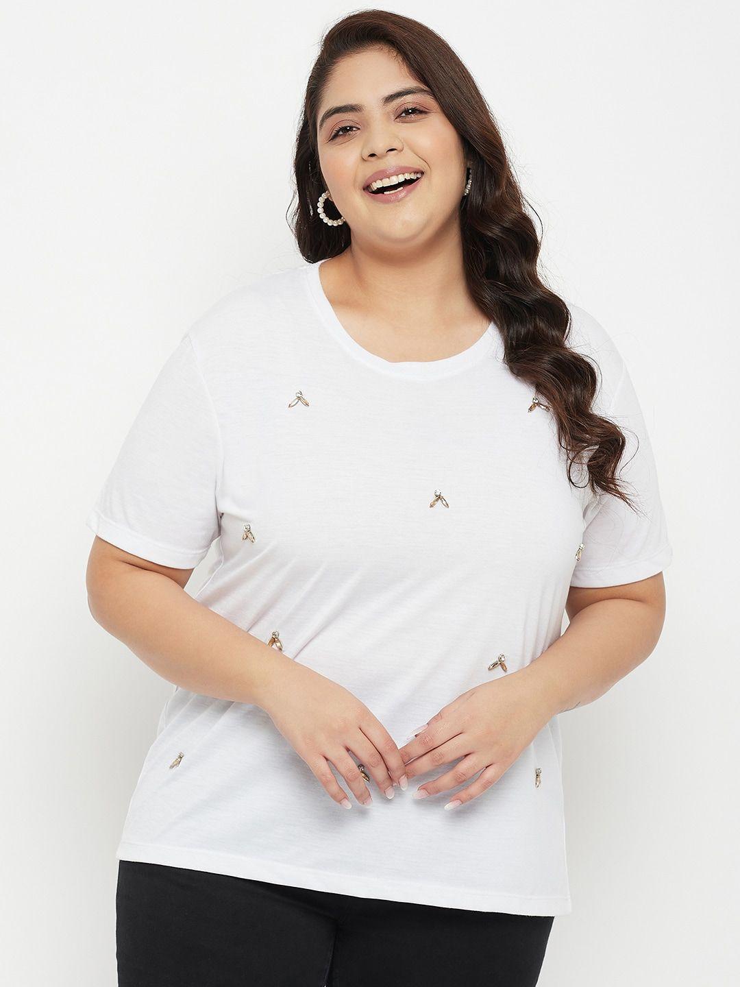 austivo plus size embellished cotton top