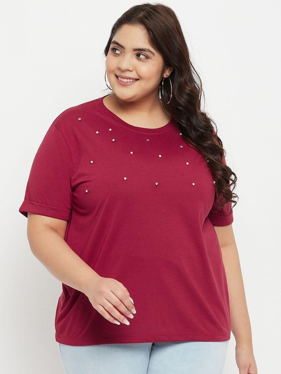 austivo plus size embellished cotton top