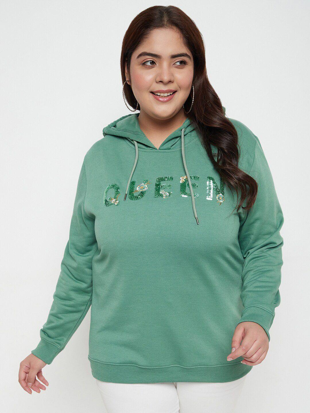 austivo plus size embellished hooded fleece sweatshirt