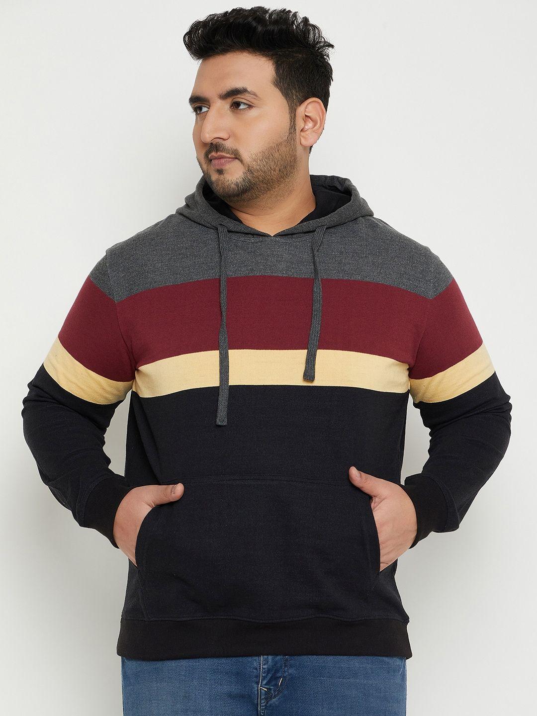 austivo plus size hooded colourblocked fleece pullover