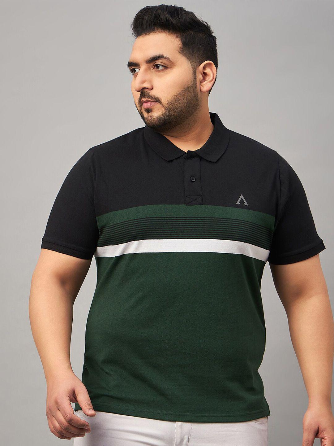 austivo plus size striped polo collar cotton t-shirt